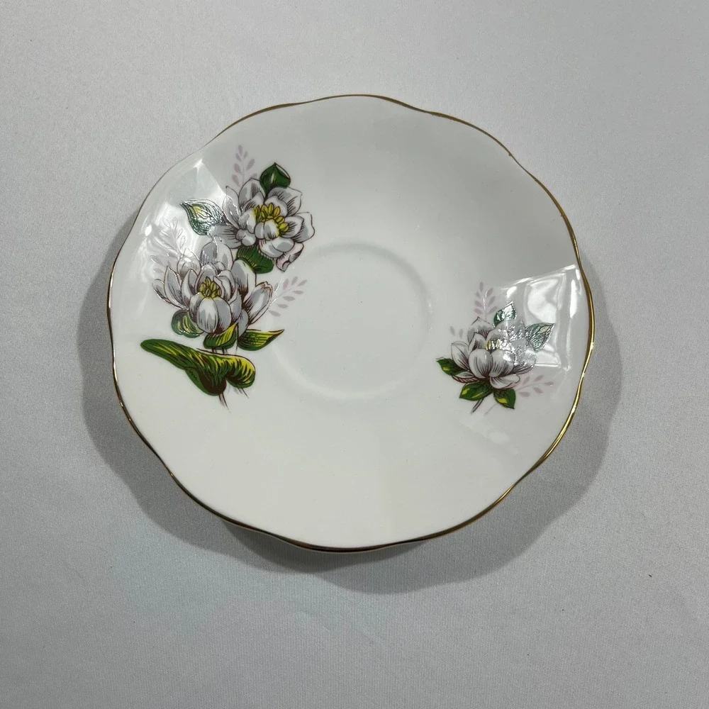 Royal Dover Tea Cup Saucer Set July Water Lily Bone China